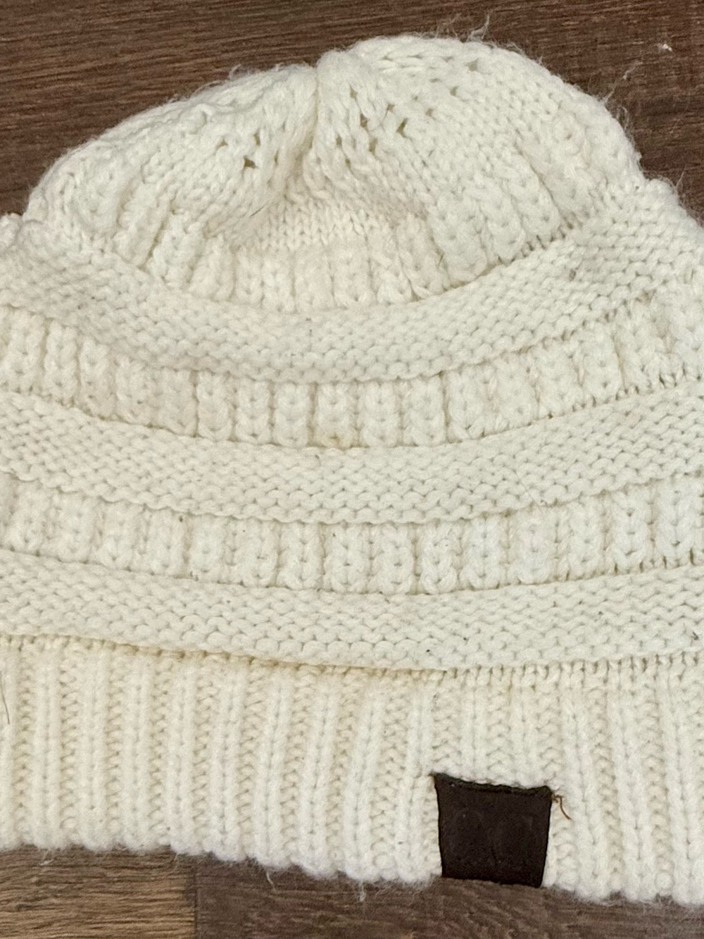 C.C. Brand Cream Ivory Chunky Knit Beanie Hat Ribbed Cuff Winter One Size